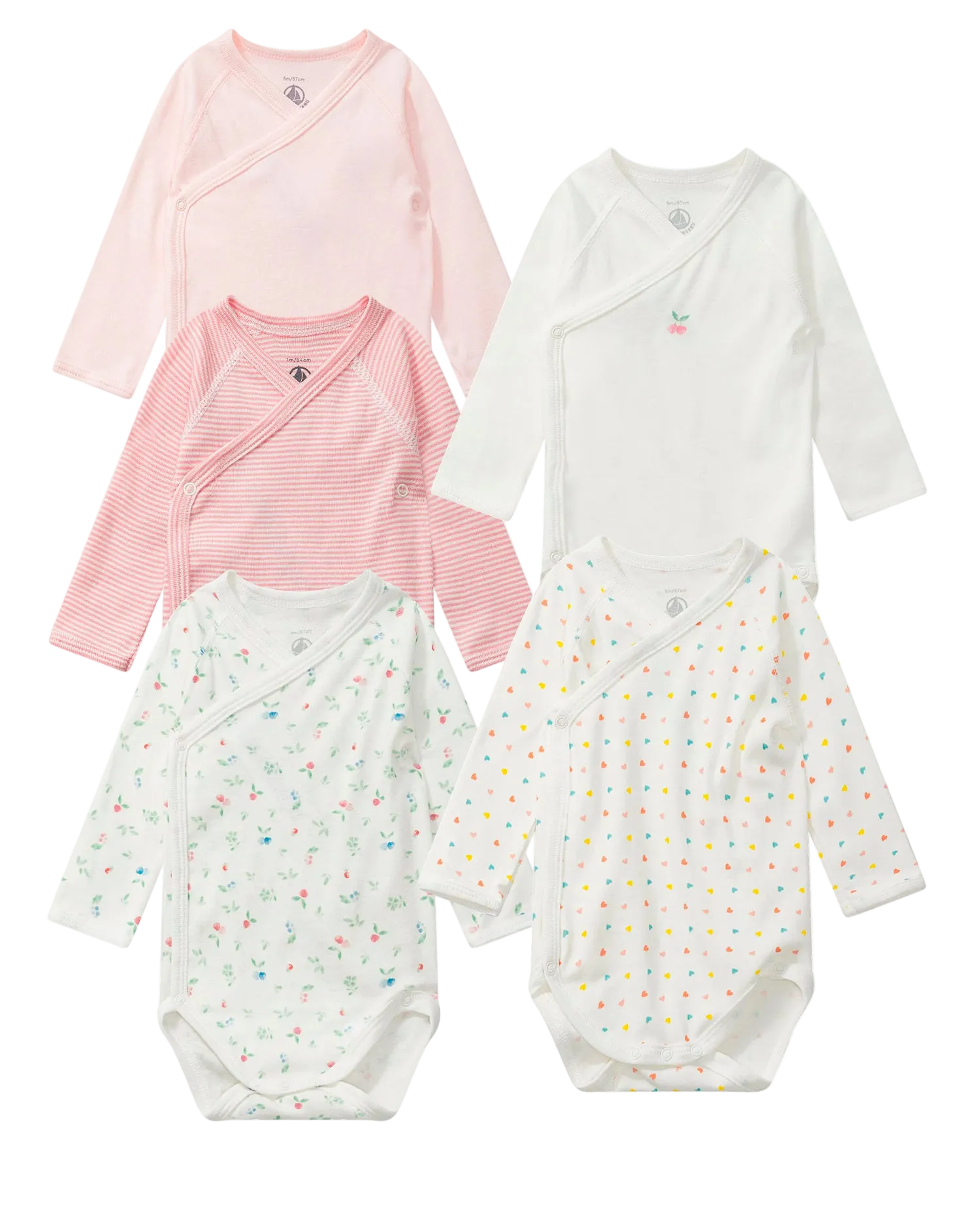 Pakke med 5 crossover langærmet body - Cherry